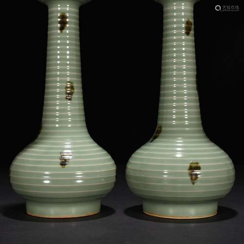 Longquan celadon plum green glaze point spot dazzle grain di...