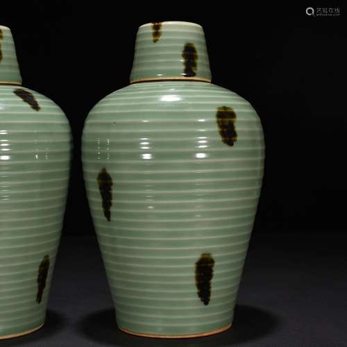 Longquan celadon plum green glaze point spot mei bottles of ...