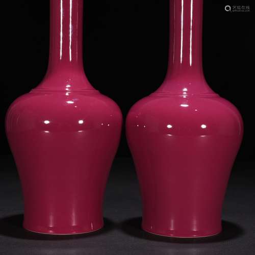 Carmine red glaze bell bell jar 24 * 11 cm