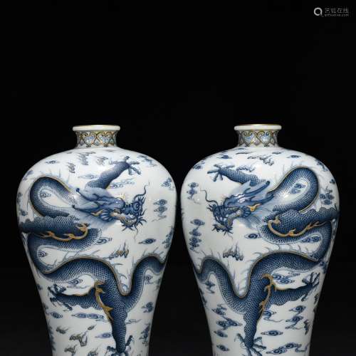 Blue material color paint dragon mei bottles of 21 * 11 cm
