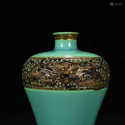 Turquoise bronze glazed carved beast grain mei bottles of 29...