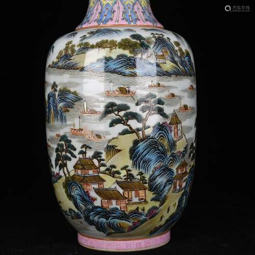 Pastel landscape in dish buccal bottle antique antique ancie...