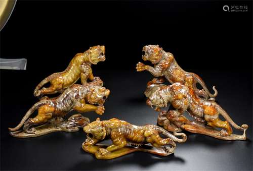 Five tiger ii, hetian jade, jade is exquisite, wrapped slurr...