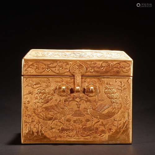 Copper and gold phoenix cover box.Specification: high 10.6 1...