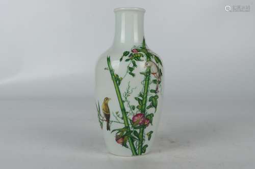 Grain bottle - colored enamel painting of flowers and birdsH...