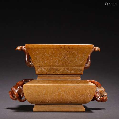 Ancient jade longfeng incense burner.Specification: high 9 w...