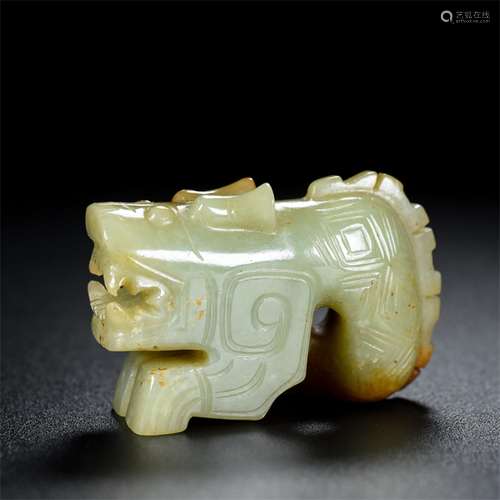 Hetian jade dragon hand the piece, the quality of the jade i...