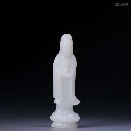 Hetian jade goddess of mercy7 cm tall. 2 cm wide, 1.4 cm thi...