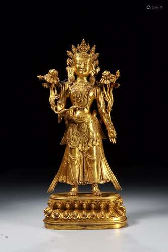 : gold guanyin stands resembleSize: 33.4 cm wide and 15.5 x ...