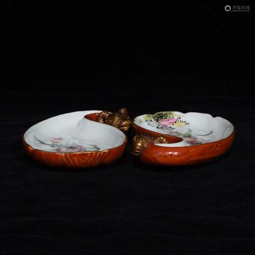 Qian mu wen glaze enamel floral print gold pen TianHigh diam...