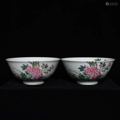 famille rose branch flowers green-splashed bowls6.8 diameter...