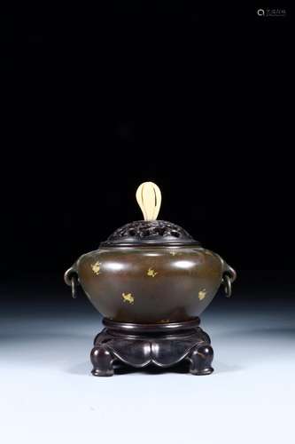 : jintong, copper foetus point gold smoked incense burnerSiz...