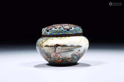 Stories of old Tibet: colored enamel smoked incense burnerSi...