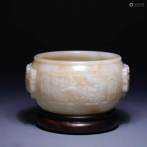 , hetian jade beast grain furnace, size: 14 13 * * * * 7.1 c...