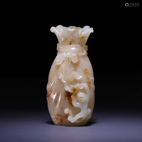 Hetian jade bag monkey flower receptacle, size: 11 * * * * 5...