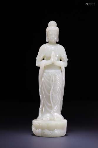 Hetian jade guanyin stand like, size: 25.8 * * * * 7.2 3.9 c...