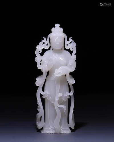 Hetian jade guanyin stand like, size: 19.3 * * * * 7.1 4.0 c...