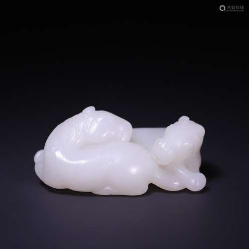 , hetian jade double horse, size: 7.3 * * * * 4.2 3.5 cm, 12...