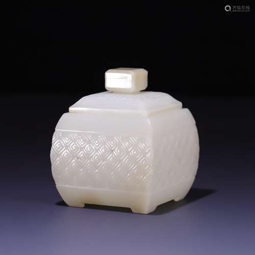 , hetian jade meander flap box, size: 8.5 * 8.4 * * 10 centi...