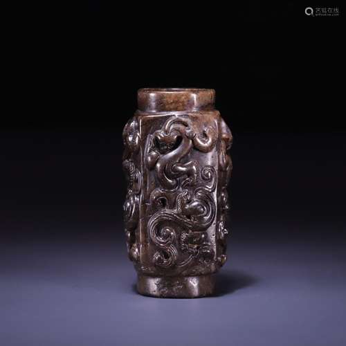 Hetian jade, therefore dragon jade cong, size: 4.1 * * * * 4...