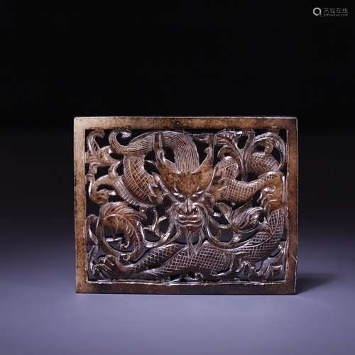 , hetian jade is hollow-out the dragon grain insert, size: 1...