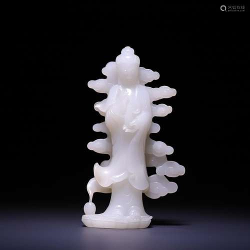 Hetian jade guanyin stand like, size: 12 * * * * 7.2 2.3 cm,...