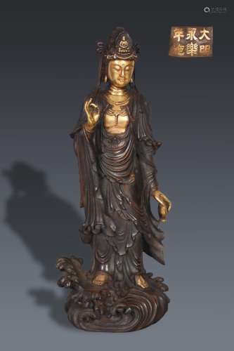 precision casting copper gold holy water guanyin stands rese...