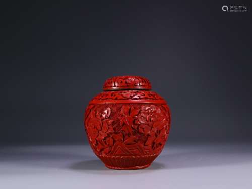 Carved lacquerware flower grain tankSize: 10 * 10 * 10 cm we...