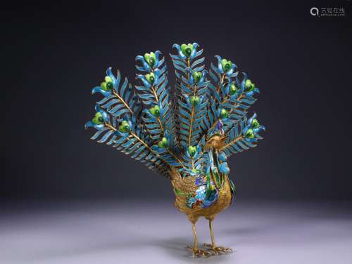 Silver and gold filaments peacock furnishing articlesSize: 2...