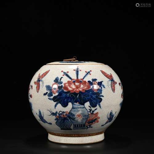 Blue and white youligong antique flowercover pot 17.5 cm * 2...