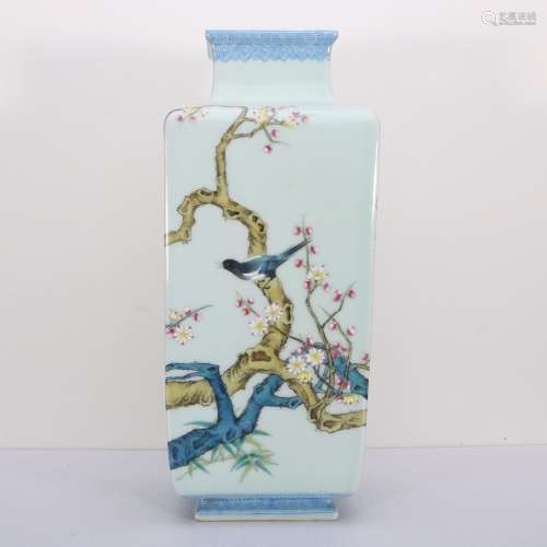Blue and white and pastel colored flower grain square bottle...