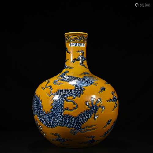 Jiao yellow glaze porcelain YunLongWen tree 35 2100 * 32 cm