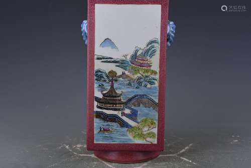 Carmine medallion pastel landscape wen cong type bottle 33 *...