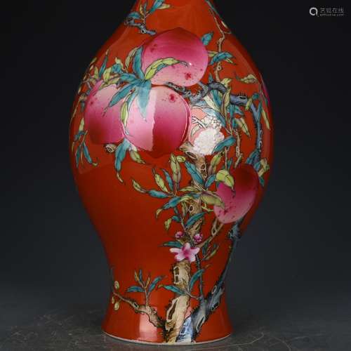 Peach red in pastel live eight olive antique vase is an anti...