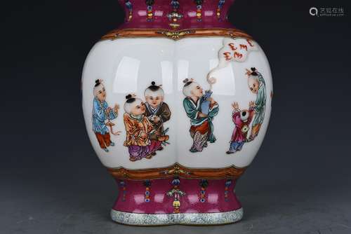 Colored enamel three Yang kaitai YingXiWen double bottles of...