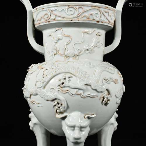 Egg white glaze plastic coated dragon WenXiangLu 41 * 30 cm ...