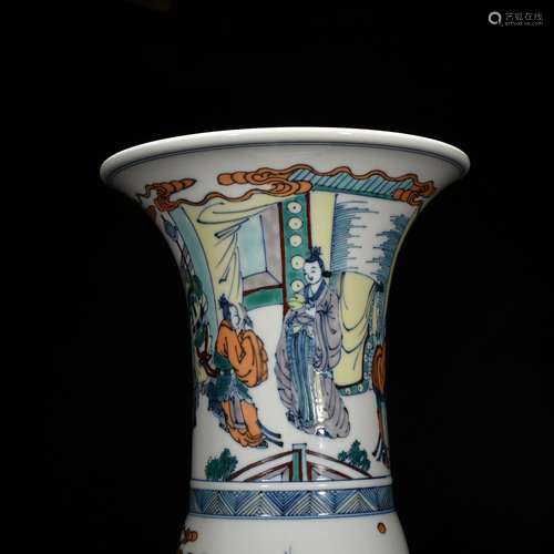 Blue and white color character story lines flower vase with ...