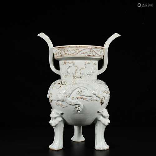 Egg white glaze plastic coated dragon WenXiangLu 41 * 30 cm