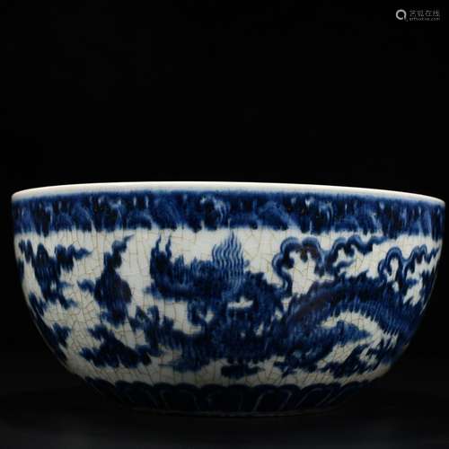 Blue and white YunLongWen antique ancient collection bowl an...