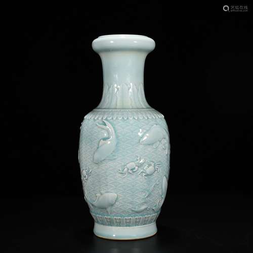 Powder blue glaze carving years more bottles of 44 * 19 cm