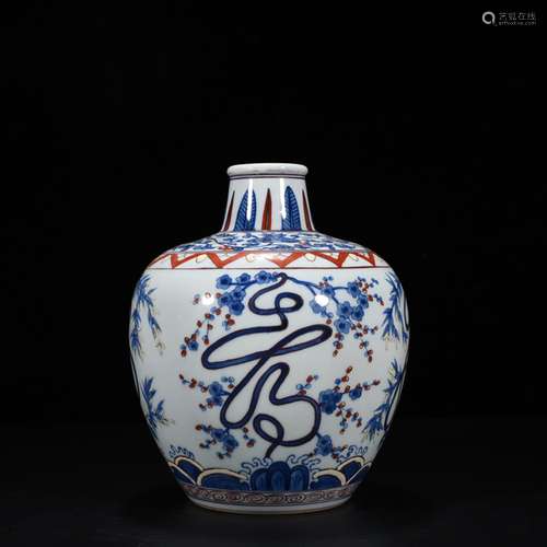 Wanli blue color shochiku MeiWen bottles 22 * 18 cm