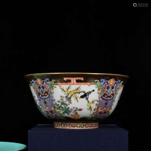 Colored enamel medallion four seasons of flowers and birds g...