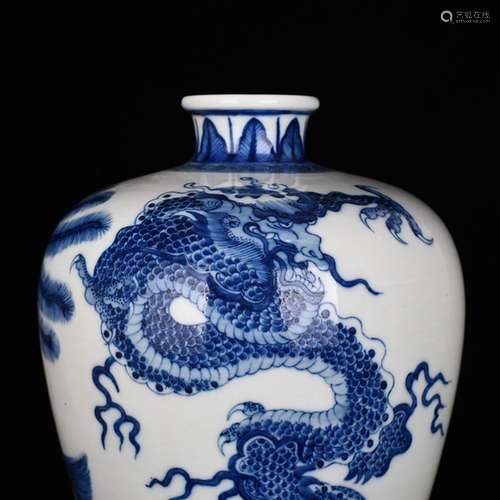 Blue and white five spirit beast mei bottles of antique anti...