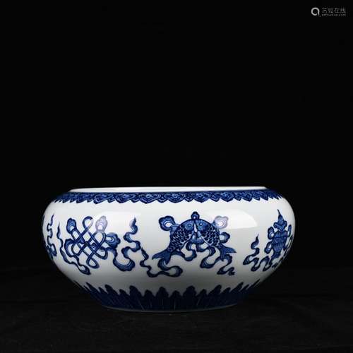 Blue and white buddhist sweet grain writing brush washer and...