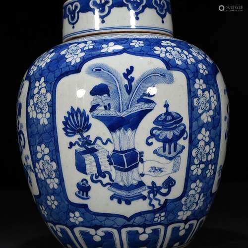 Blue and white window antique tougue tank 25 * 16 cm