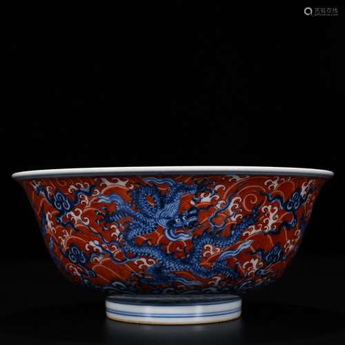 Blue and white alum red wulong green-splashed bowls cm 9.5 *...