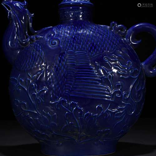 Sapphire blue glaze chicken first pot of 42 * 38 cm