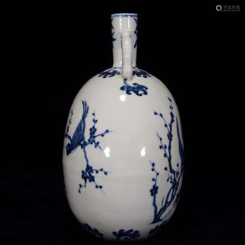 Blue and white flowers and birds flat bottles of 27 * 21 m