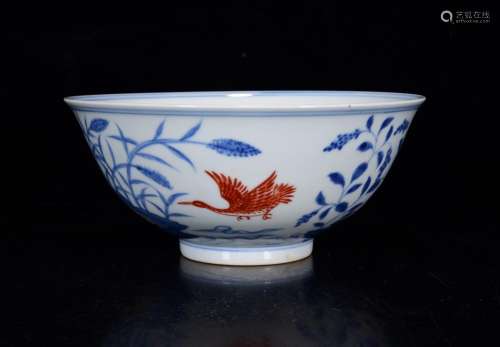 Blue and white alum red LuYanWen bowl of 9 * 20 m