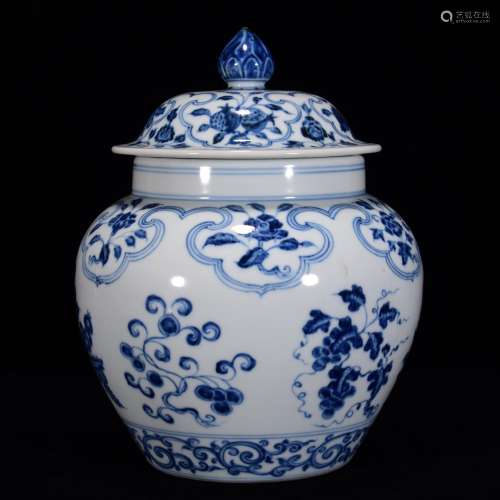 In blue and white flowers and grain cover pot 27 * 20 m